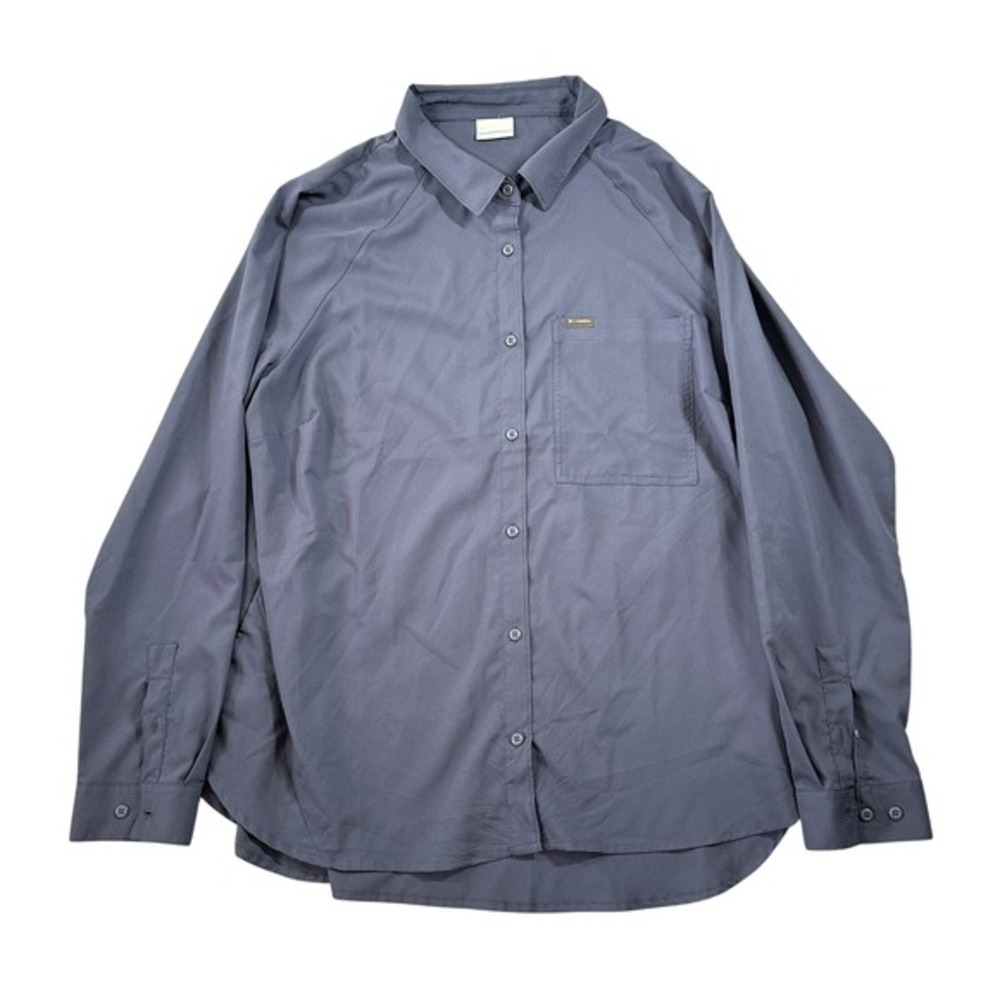 Columbia Women's XXL Navy Blue‎ UPF Button Down Long Sleeve Hiking Shirt